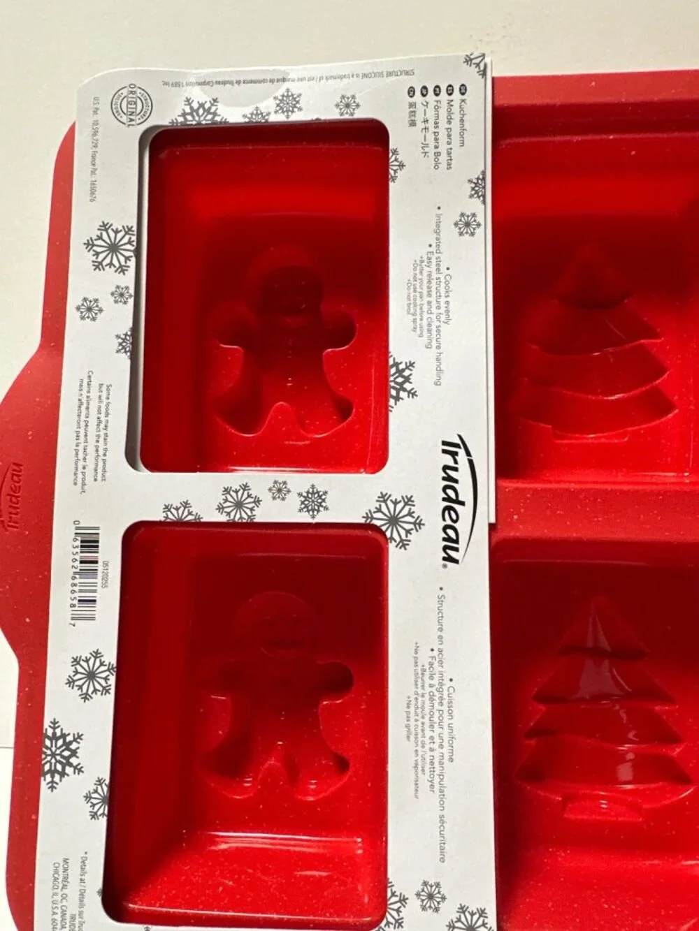 Trudeau Silicone Holiday Mini Loaf Pan Mold With Christmas Tree Snowman Designs